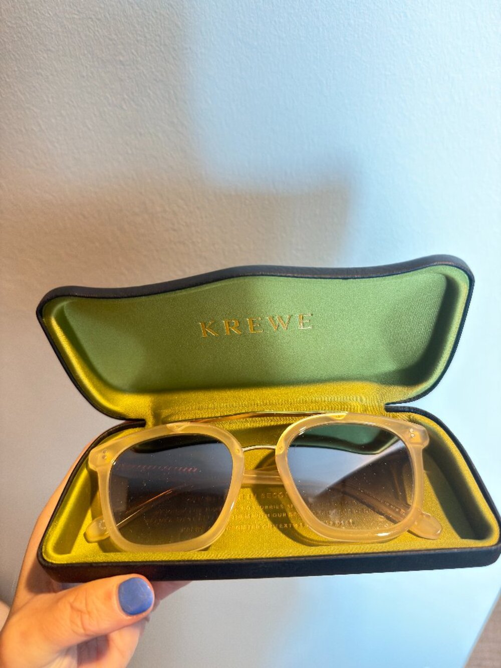 Krewe Coliseum Blonde 18K Mirrored Sunglasses w/ Case